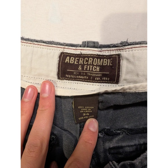 Abercrombie & Fitch Mens Size 34 Cargo Shorts Grey Military 100% Cotton Summer - Picture 5 of 8